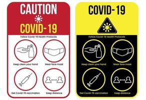 modelo de design de sinal de advertência covid-19 vetor