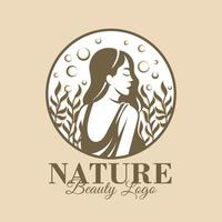 modelo de logotipo de beleza mulher natural premium vetor