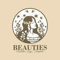 mulheres bonitas modelo de logotipo estético vetor premium