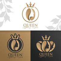 mulher rainha café modelo de logotipo premium vetor