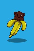 urso com ilustração de desenho animado de banana vetor