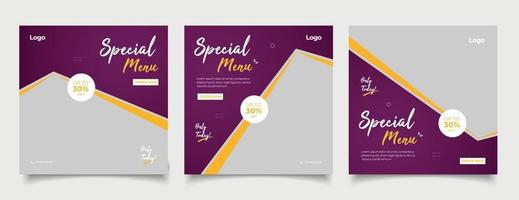 design de modelo de banner de conceito de menu especial. desconto cartaz de layout de promoção abstrata. vetor