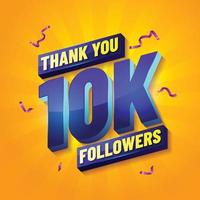obrigado por 10.000 seguidores vetoriais postagem de mídia social para comemorar 10.000 seguidores vetor