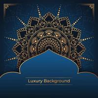 Mandala de luxo padrão de arabescos com cor dourada, estilo árabe islâmico oriental vetor