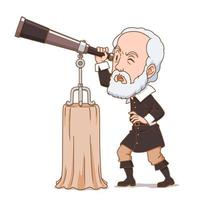 personagem de desenho animado do astrônomo Galileo. vetor