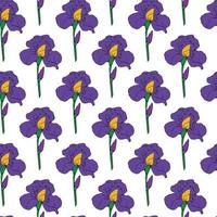 design de padrão sem emenda de flor de íris violeta vetor
