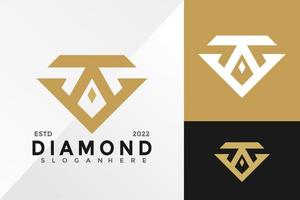 carta a modelo de ilustração vetorial de design de logotipo de diamante de luxo vetor