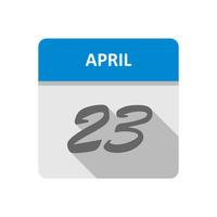 23 de abril Data em um calendário de dia único vetor