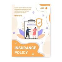 ilustração de design plano de modelo de cartaz de apólice de seguro editável de fundo quadrado para mídia social, feed, cartão de felicitações e web vetor