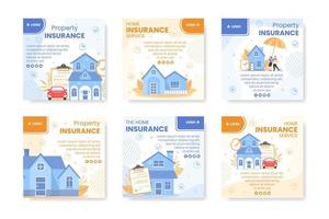 ilustração de design plano de modelo de posto de seguro imobiliário e residencial editável de fundo quadrado para mídia social, cartão de felicitações ou web vetor