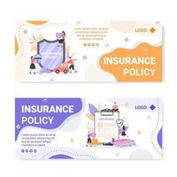 ilustração de design plano de modelo de banner de apólice de seguro editável de fundo quadrado para mídia social, feed, cartão de felicitações e web vetor