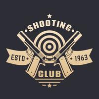 logotipo do clube de tiro, emblema com duas pistolas e alvo, ilustração vetorial vetor