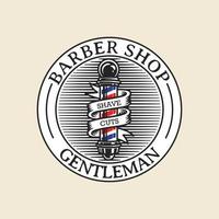 distintivo do logotipo da barbearia vintage. ilustração vetorial desenhada à mão vetor