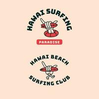 emblema do logotipo do clube de surf vintage. ilustração vetorial feita à mão vetor