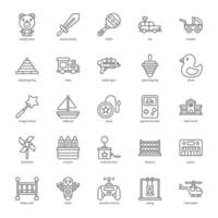 pacote de ícones de brinquedos infantis para o design do seu site, logotipo, aplicativo, interface do usuário. projeto de contorno do ícone de brinquedos para crianças. ilustração de gráficos vetoriais e curso editável. vetor