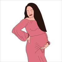 ilustração de mulheres grávidas isoladas no fundo branco. vetor