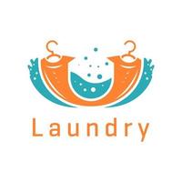 design de logotipo de lavanderia vetor
