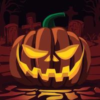 abóbora de halloween. desenho animado laranja abóbora com um sorriso, cara engraçada. o principal símbolo do dia das bruxas, férias de outono. vetor