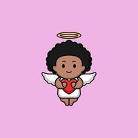 Dia dos Namorados anjo cupido preto fofo vetor