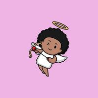 Dia dos Namorados anjo cupido preto fofo vetor