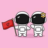 casal fofo astronauta dia dos namorados vetor