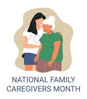 vetor de mês de cuidadores familiares nacionais. eventos médicos e sociais são observados todos os anos durante o mês de novembro.