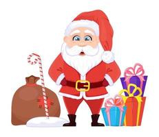 vetor de charcter de Papai Noel. ilustração de Natal e ano novo. desenho animado papai noel fazendo mágica natal