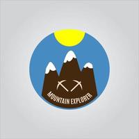 logotipo da expedição na montanha e logotipo do explorador da montanha vetor