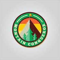 logotipo da expedição na montanha e logotipo do explorador da montanha vetor