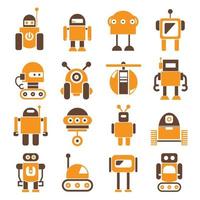 Conjunto de vetores de ícones de personagens de robôs fofos