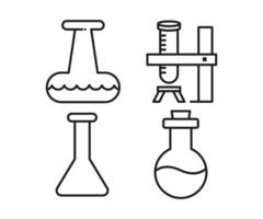 Frasco Erlenmeyer e ícones de tubo de laboratório vetor