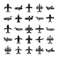 ícones de glifo de avião vetor