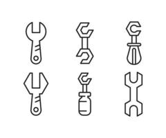 ícones de ferramentas de chave inglesa vetor