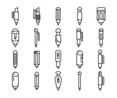 ícones de papelaria, caneta e lápis vetor
