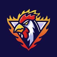 design de logotipo do mascote fogo frango esporte vetor