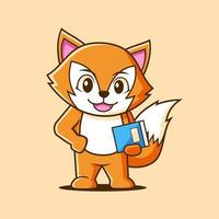 mascote smart fox design de logotipo de estudante vetor