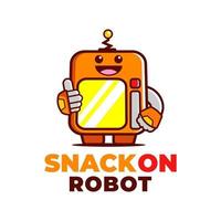divertido design de logotipo do mascote da máquina do robô vetor