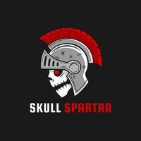 Design de logotipo de guerreiro espartano e espartano com caveira escura vetor