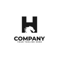 Ícone do logotipo da letra h com combinação de cavalo vetor