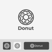design de logotipo de donut mínimo com granulado de chocolate, ilustração de símbolo de ícone de donut saboroso, logotipo simples com estilo de arte de linha vetor