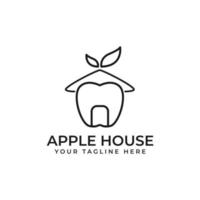 design de logotipo para casa da apple com estilo de arte de linha vetor