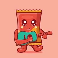 fofo lanche chip personagem mascote tocando guitarra isolado cartoon em estilo simples vetor