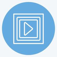 ícone de vídeo no estilo moderno de olhos azuis, isolado em um fundo azul suave vetor