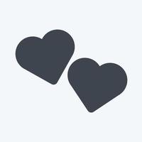 ícone de corações em estilo glifo moderno isolado em fundo azul suave vetor