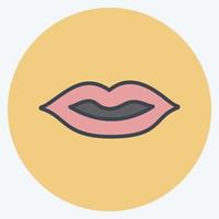 ícone de lábios na cor da moda estilo companheiro isolado em um fundo azul suave vetor