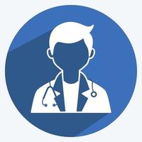 ícone médico em estilo moderno de sombra longa isolado em fundo azul suave vetor