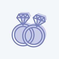 ícone de anéis no estilo moderno de dois tons, isolado em um fundo azul suave vetor