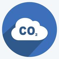 ícone de gás dióxido de carbono em estilo moderno de sombra longa isolado em um fundo azul suave vetor