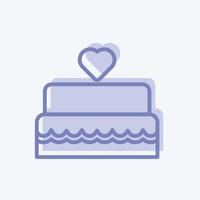 bolo de casamento i ícone no estilo moderno de dois tons isolado em fundo azul suave vetor