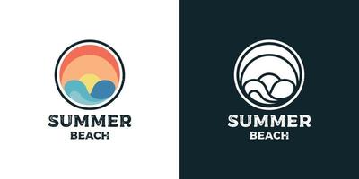 selo vintage retro moderno para design de logotipo de surf na praia vetor
